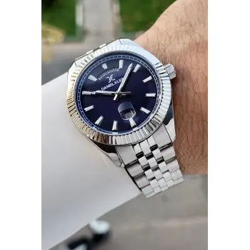Kadranı Lacivert Kordonu Gümüş Renk 42 Mm İç Göstergeleri Aktif Erkek Kol Saati