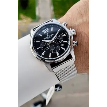 Kadranı Siyah Kordonu Gümüş Renk 43 Mm İç Göstergeleri Aktif Erkek Kol Saati