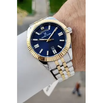 Kadranı Lacivert Kordonu Gold Gümüş Renk 42 Mm İç Göstergeleri Aktif Erkek Kol Saati