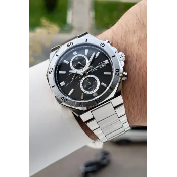 Kadranı Siyah Kordonu Gümüş Renk 42 Mm İç Göstergeleri Aktif Erkek Kol Saati