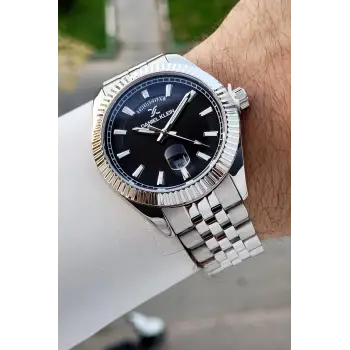 Kadranı Siyah Kordonu Gümüş Renk 42 Mm İç Göstergeleri Aktif Erkek Kol Saati