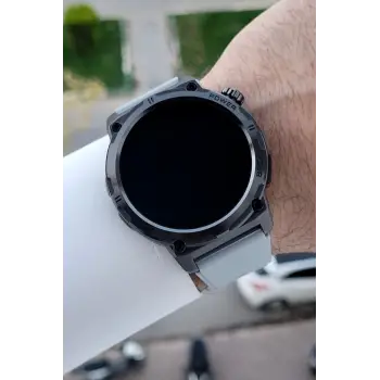 Kasası Siyah Kordonu Gri Renk Android ve İos Uyumlu Hediye Paketli Akıllı Kol Saat