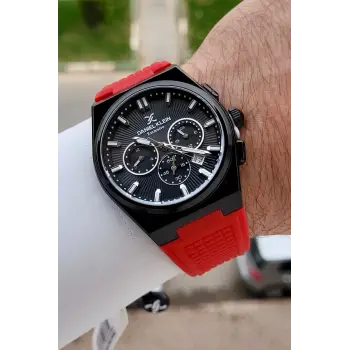 Kasası Siyah Kordonu Kırmızı Renk 44 Mm Göstergeleri Aktif Erkek Kol Saati