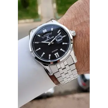 Kadranı Siyah Kordonu Gümüş Renk 43 mm Erkek Kol Saati