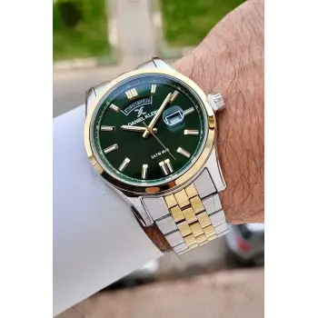 Kadranı Yeşil Kordonu Gold Gümüş Renk 43 mm Erkek Kol Saati