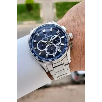 Kadranı Lacivert Kordonu Gümüş Renk 44 Mm Göstergeleri Aktif Erkek Kol Saati
