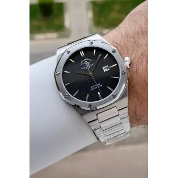 Santa Barbara Polo & Racquet Club Kadranı Siyah Kordonu Gümüş Renk 41 mm Renk Atmaz Oksitlenmez Çelik Erkek Kol Saati
