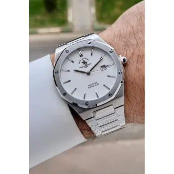 Santa Barbara Polo & Racquet Club Gümüş Renk 41 mm Renk Atmaz Oksitlenmez Çelik Erkek Kol Saati