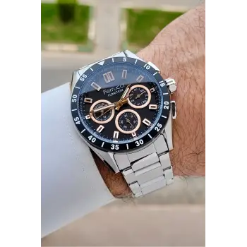 Kadranı Siyah Kordonu Gümüş Renk 43 mm İç Göstergeleri Aktif Erkek Kol Saati