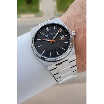 Kadranı Siyah Kordonu Gümüş Renk 40 mm İç Göstergeleri Aktif Erkek Kol Saati