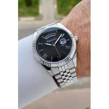 Kadranı Siyah Kordonu Gümüş Renk 41 mm İç Göstergeleri Aktif Erkek Kol Saati
