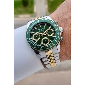 Kadranı Yeşil Kordonu Gold Gümüş Renk 42 mm İç Göstergeleri Aktif Erkek Kol Saati