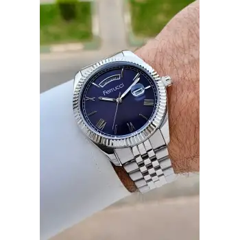 Kadranı Lacivert Kordonu Gümüş Renk 41 mm İç Göstergeleri Aktif Erkek Kol Saati
