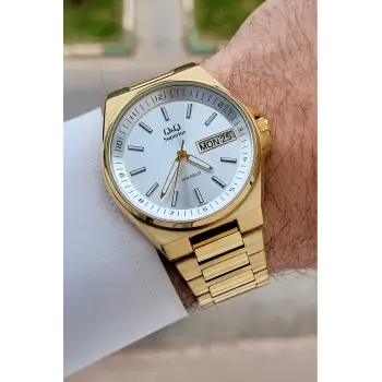 Gold Renk 40 mm İç Göstergeleri Aktif Paslanmaz Çelik Erkek Kol Saati