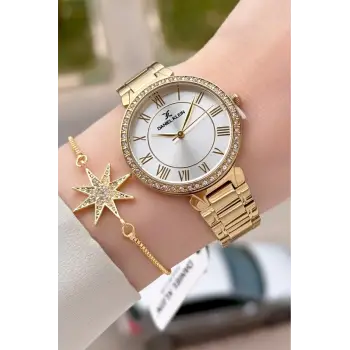 Gold Renk Kadın Kol Saati Bileklik
