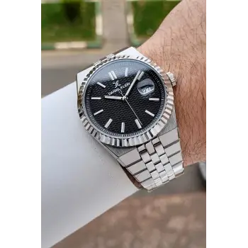 Kadranı Siyah Kordonu Gümüş Renk 5 ATM Hediye Paketli 41 mm Erkek Kol Saati