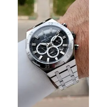 Kadranı Siyah Kordonu Gümüş Renk 44 mm İç Göstergeleri Aktif Erkek Kol Saati