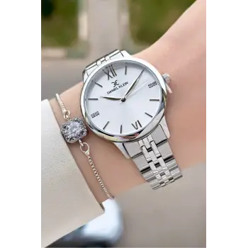 Gümüş Renk 35 mm Kadın Kol Saati ve Hediye Bileklik