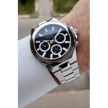 Kadranı Siyah Kordonu Gümüş Renk 43 Mm İç Göstergeleri Aktif Erkek Kol Saati