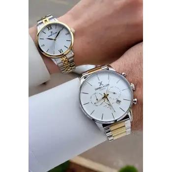 Gold Gümüş Renk Sevgili Çift Kol Saati STISTE8
