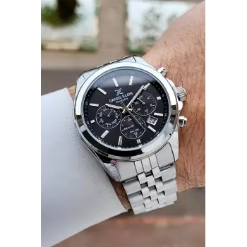 Gümüş Siyah Renk 42 mm Hediye Paketli İç Göstergeleri Aktif Erkek Kol Saati