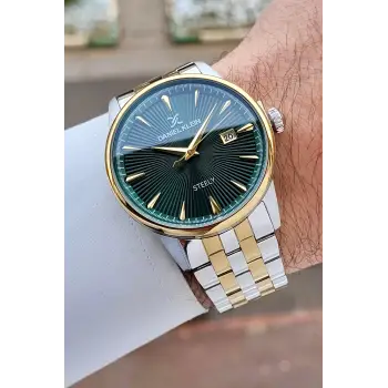 Gold Gümüş Yeşil Renk Hediye Paketli Paslanmaz Full Çelik Kasa Erkek Kol Saati
