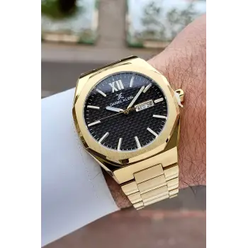 Kadranı Siyah Kordonu Gold Renk 43 mm Erkek Kol Saati