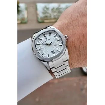 Gümüş Renk Hediye Paketli 41 mm Erkek Kol Saati