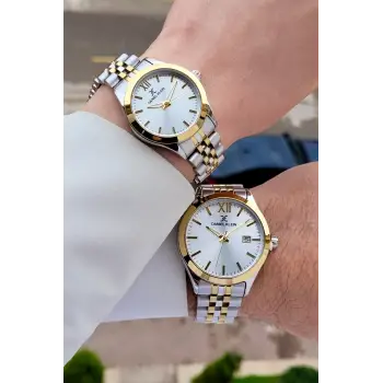 Gold Gümüş Renk Hediye Paketli Sevgili Çift Kol Saati STISTE33