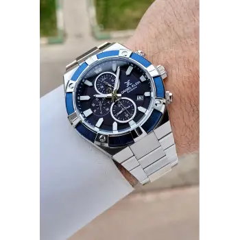 Lacivert Gümüş Renk 45 mm İç Göstergeleri Aktif Erkek Kol Saati