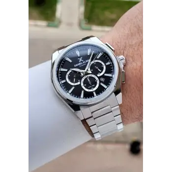 Kadranı Siyah Kordonu Gümüş Renk 44 mm İç Göstergeleri Aktif Erkek Kol Saati