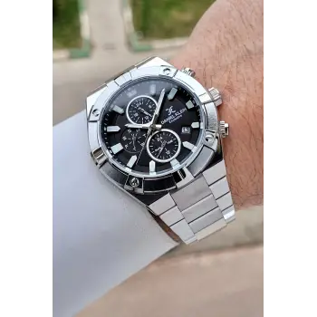 Kadranı Siyah Kordonu Gümüş Renk 45 mm İç Göstergeleri Aktif Erkek Kol Saati