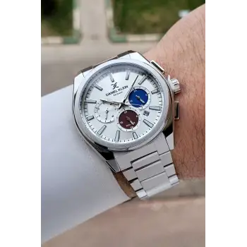 Kadranı Renkli Kordonu Gümüş Renk 44 mm İç Göstergeleri Aktif Erkek Kol Saati