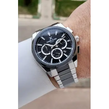Siyah Gümüş Renk 44 mm Hediye Paketli İç Göstergeleri Aktif Erkek Kol Saati