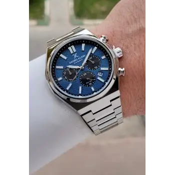 Kadranı Mavi Kordonu Gümüş Renk 43 mm Erkek Kol Saati