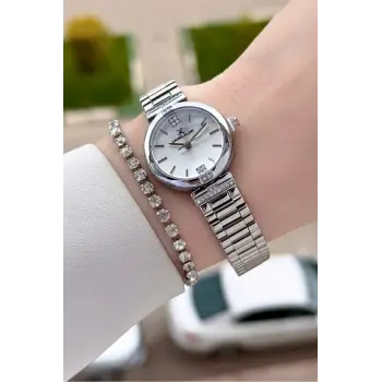 Gümüş Renk 26 Mm Kadın Kol Saati ve Bileklik