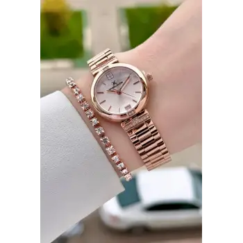 Rose Renk 26 Mm Kadın Kol Saati ve Bileklik