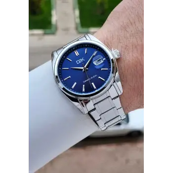 Kadranı Lacivert Kordonu Gümüş Renk 42 Mm Erkek Kol Saati