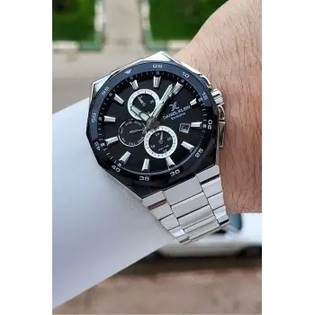 Kadranı Siyah Kordonu Gümüş Renk 43,5 Mm Erkek Kol Saati