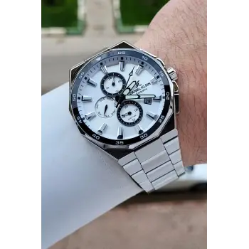 Gümüş Renk 43,5 Mm Erkek Kol Saati