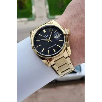 Kadranı Siyah Kordonu Gold Renk 42 Mm Erkek Kol Saati