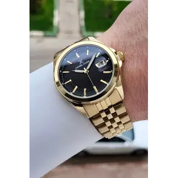 Kadranı Siyah Kordonu Gold Renk 42 Mm Erkek Kol Saati