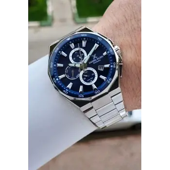 Kadranı Lacivert Kordonu Gümüş Renk 43,5 Mm Erkek Kol Saati