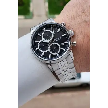 Kadranı Siyah Kordonu Gümüş Renk İç Göstergeleri Aktif 41 Mm Erkek Kol Saati
