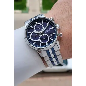 Lacivert Gümüş Renk İç Göstergeleri Aktif 41 Mm Erkek Kol Saati