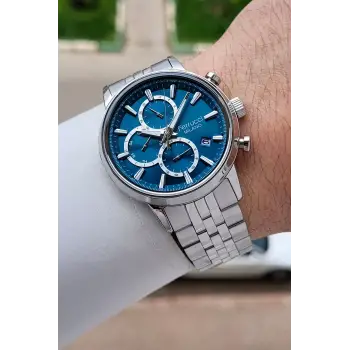 Kadranı Mavi Kordonu Gümüş Renk İç Göstergeleri Aktif 41 Mm Erkek Kol Saati