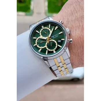 Kadranı Yeşil Kordonu Gold Gümüş Renk İç Göstergeleri Aktif 41 Mm Erkek Kol Saati