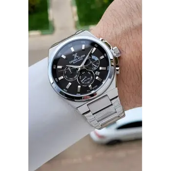 BUSINESS Kadranı Siyah Kordonu Gümüş Renk 45 Mm Full Çelik 5 ATM Erkek Kol Saati