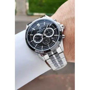 Gümüş Siyah Renk 44 Mm İç Göstergeleri Aktif Erkek Kol Saati
