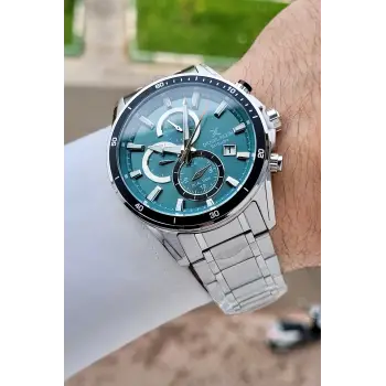 Kadranı Yeşil Kordonu Gümüş Renk 44 Mm İç Göstergeleri Aktif Erkek Kol Saati